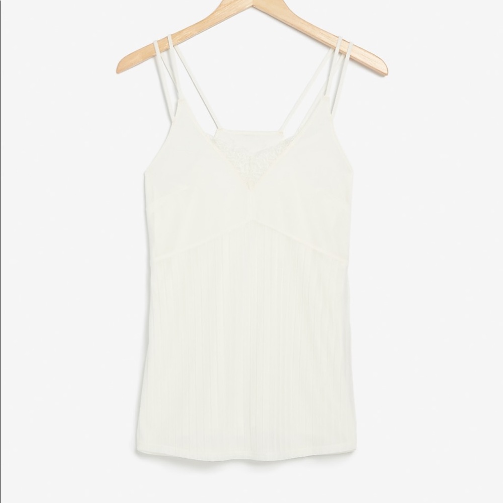 Strappy pleated lace cami